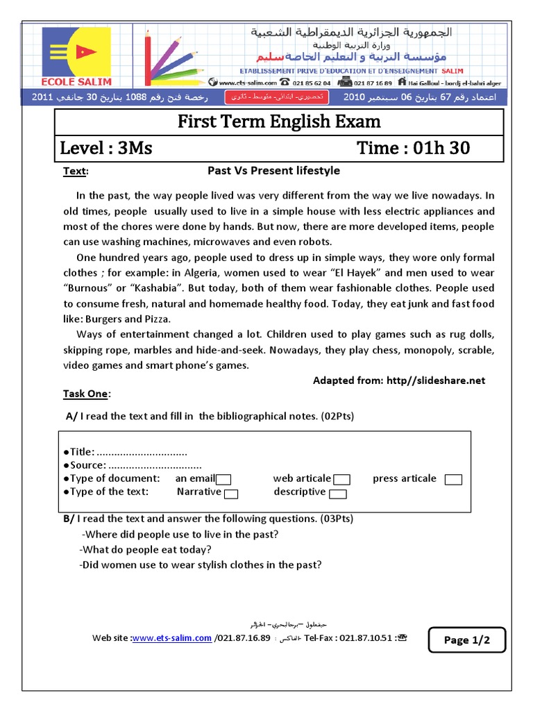 first-term-english-exam-level-3ms-time-01h-30-pdf-foods-english