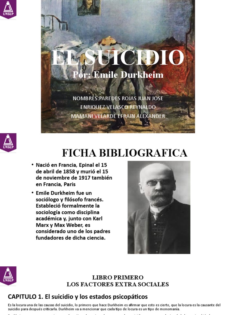 Suicidio de Emile Durkheim | PDF | Emile Durkheim | Suicidio