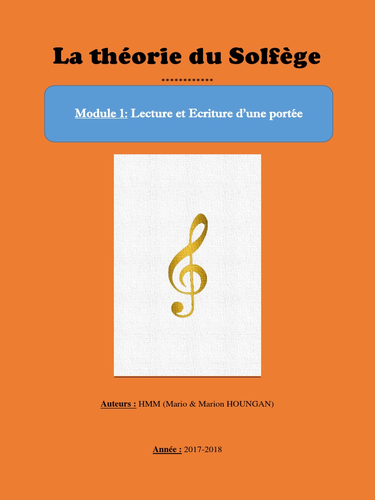 Page De Garde Cahier De Solfege Théorie Solfège Module 1 | PDF | Clef (musique) | Tempo