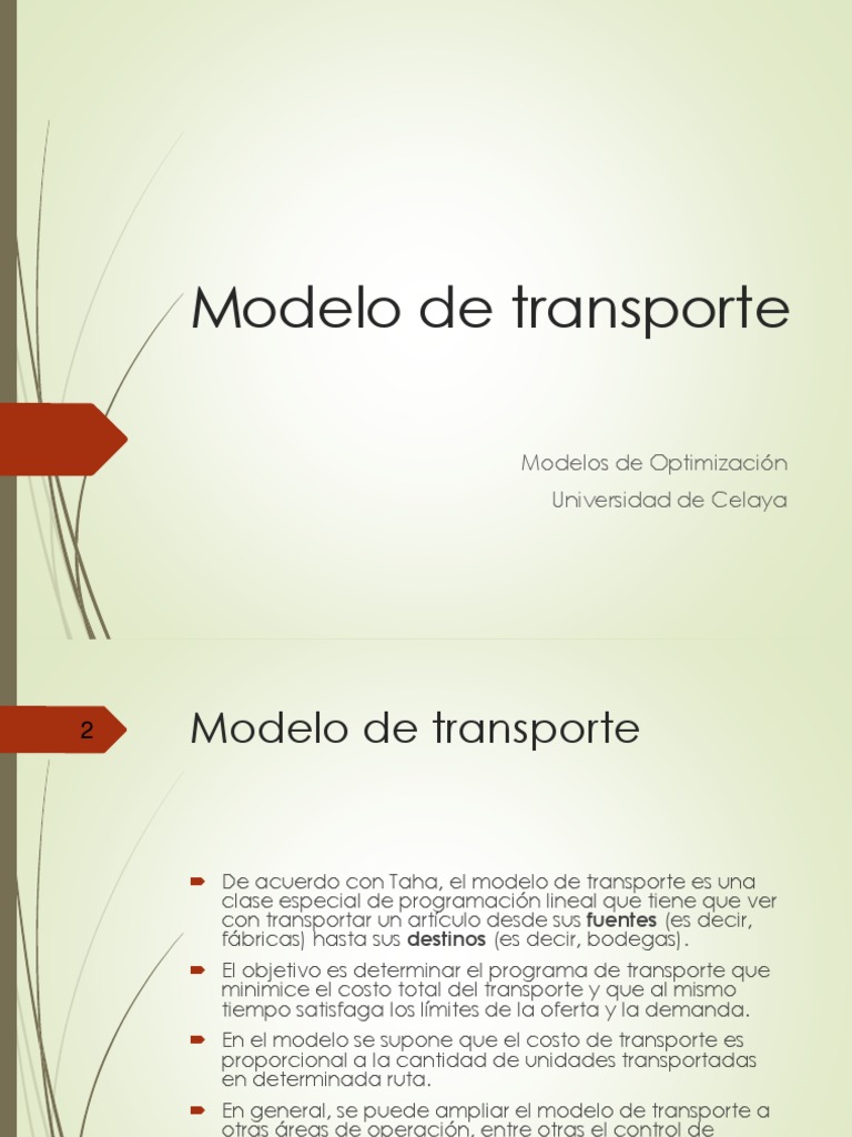 Modelo de Transporte en Optimización | PDF | Ecuaciones | Transporte