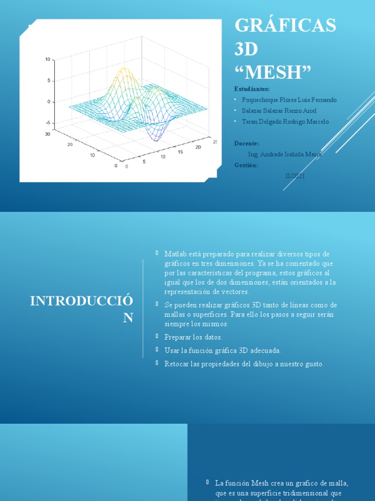 Gráficas 3D en MATLAB usando Mesh | PDF | Matriz (Matemáticas ...