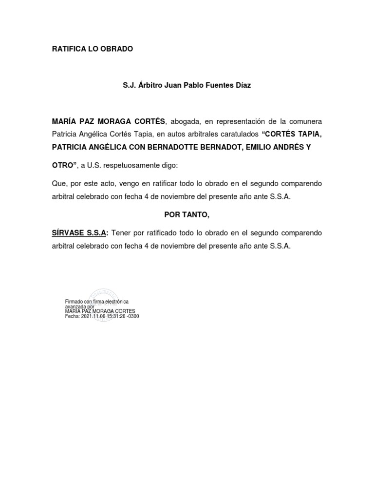 Ratifica Lo Obrado | PDF