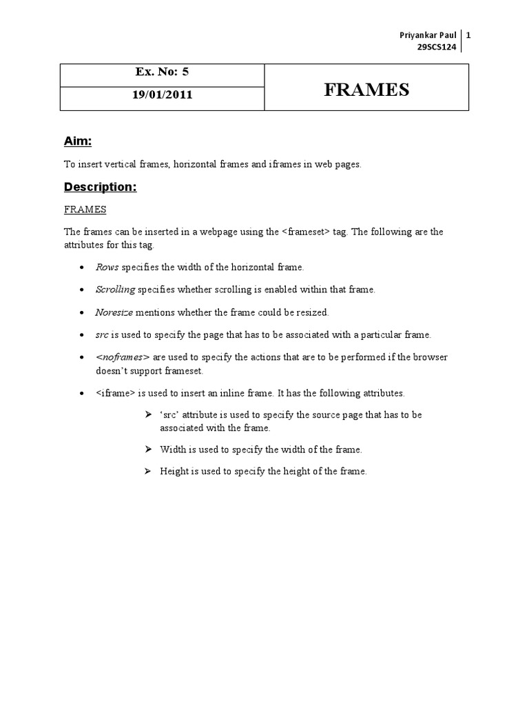 Inserting Frames and Iframes in HTML | PDF | Html Element | Internet