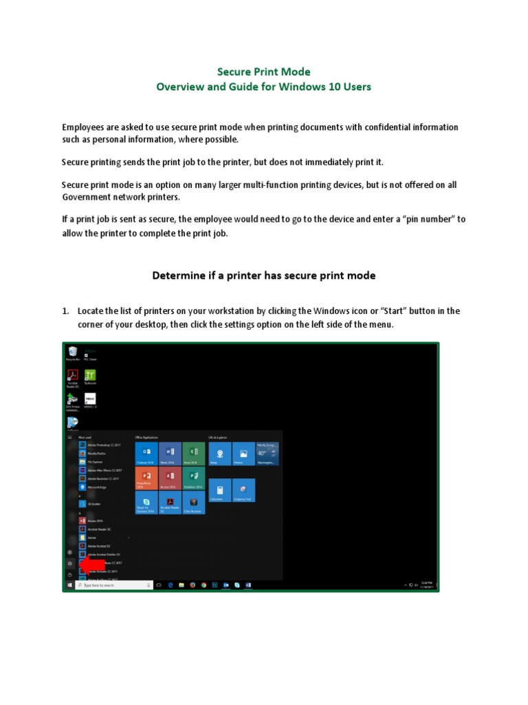 Secure Print Setup for Windows 10 Users | PDF | Printer (Computing ...