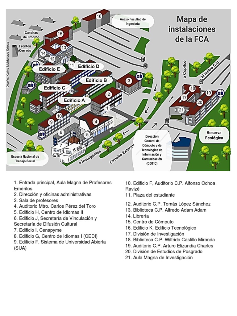 Mapa de Edificios de la FCA UNAM | PDF | Arte
