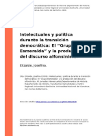 Elizalde, Josefina (2009) - Intelectuales y Politica Durante La Transicion Democratica El Zgrupo Esmeraldaz y La Produccion Del Discurso A (..)