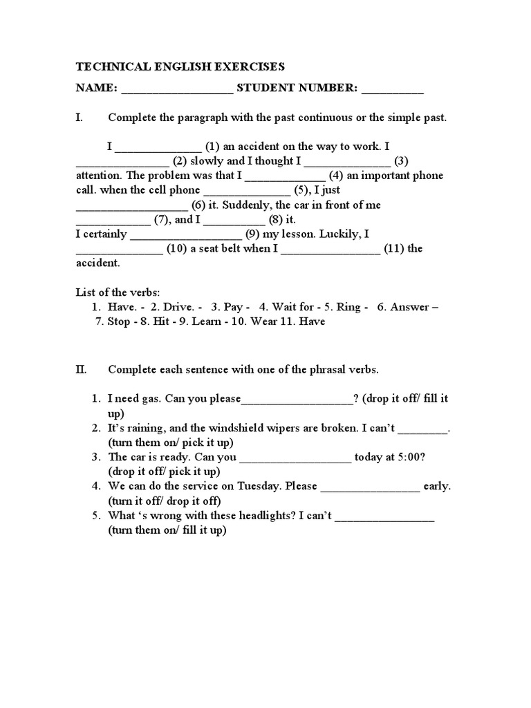 Technical English Exercises | PDF | Career & Growth