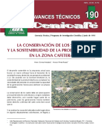 At 190. La Conservación de Los Suelos y La Sostenibilidad de La Productividad en La Zona Cafetera.