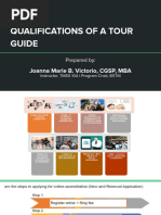 Qualifications of A Tour Guide: Joanna Marie B. Victorio, CGSP, MBA