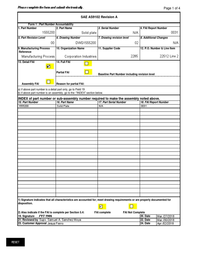FAI Report for Solid Plate Part 1555200 | PDF | Production And ...
