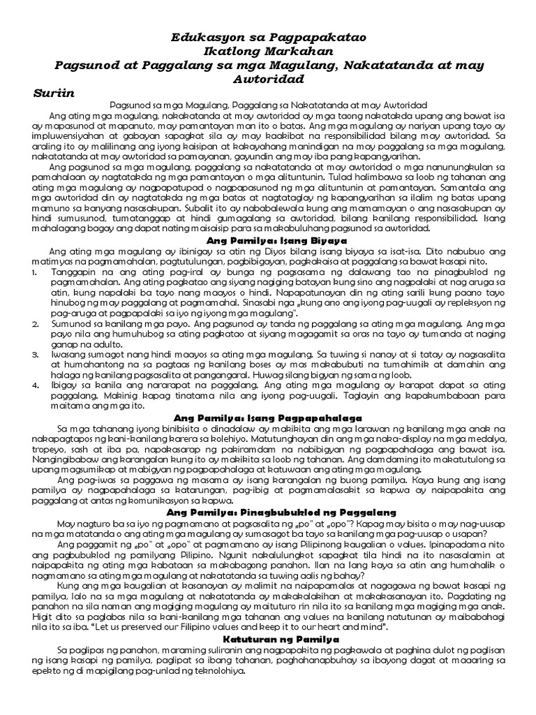 Sent Module Grade 8 Module 4 | PDF