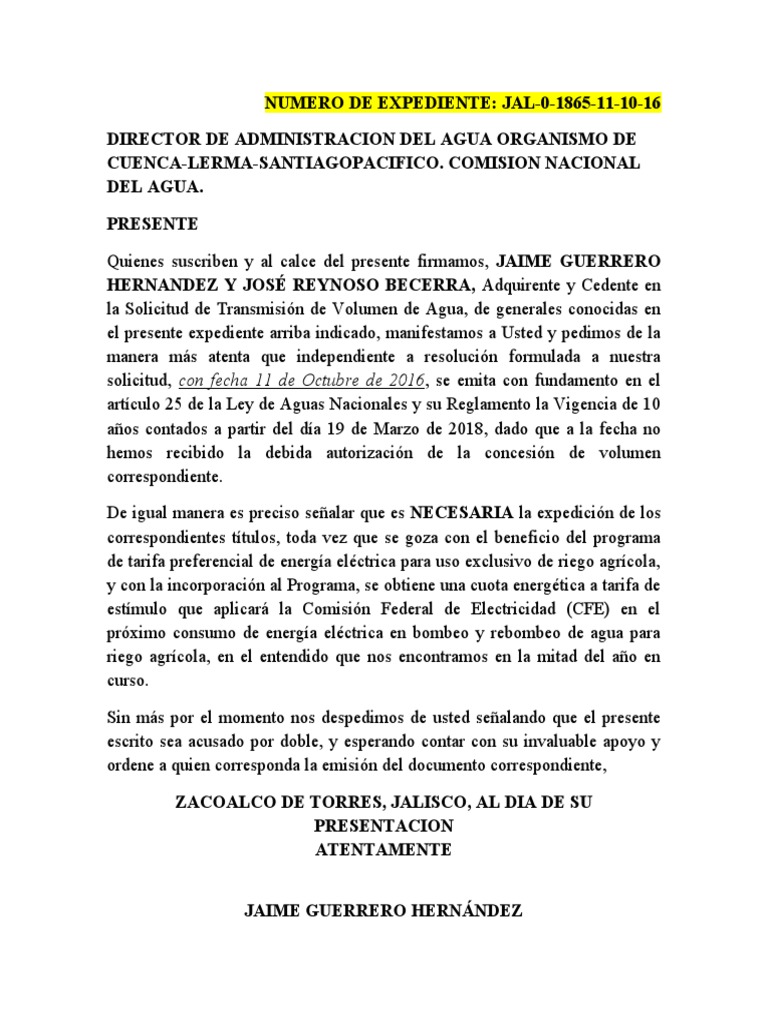 Oficio Recordatorio Conagua | PDF