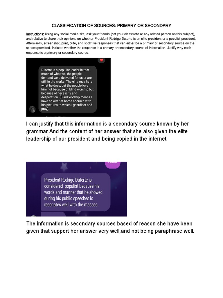 Source Classification: Primary vs. Secondary | PDF | Social Science ...
