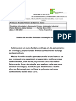 Motivo Da Escolha Do Curso Automação Industrial 18.05.2021