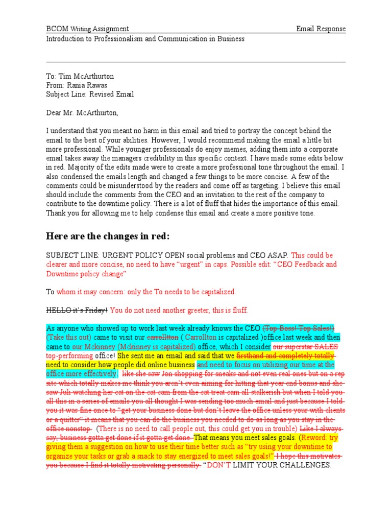 Email Revision for Professionalism | PDF | Career & Growth | Business