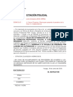 Citación Policial Testigos Caso Arteaga