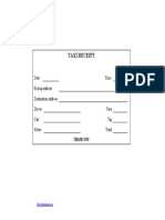 Blank Taxi Receipt Template