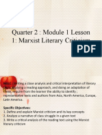 Quarter 2: Module 1 Lesson 1: Marxist Literary Criticism