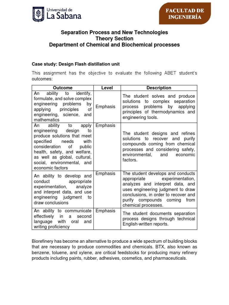 Case Study 1 (Design A Flash Drum) PDF Engineering Design