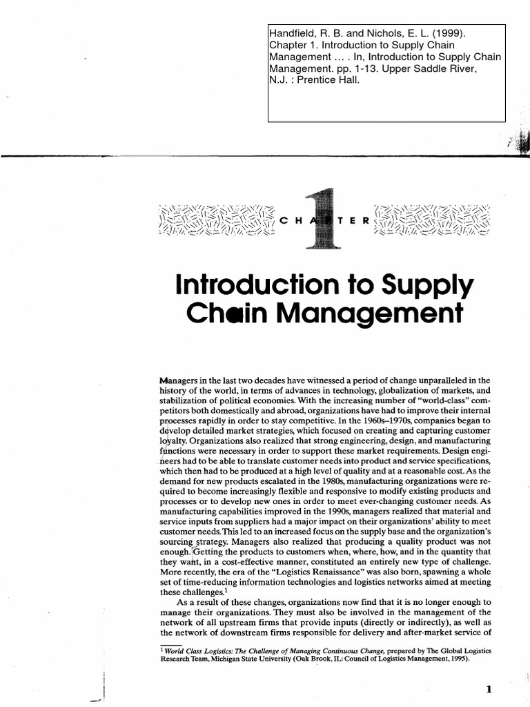 CH - in Management: Introduction To Supply | PDF | Supply Chain ...