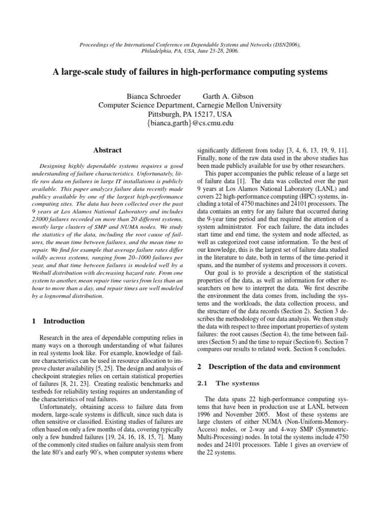 HPC System Failure Analysis Study | PDF | Probability Distribution ...