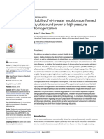 Stability of Oil-In-Water Emulsions Performed by Ultrasound Power or High-Pressure Homogenization