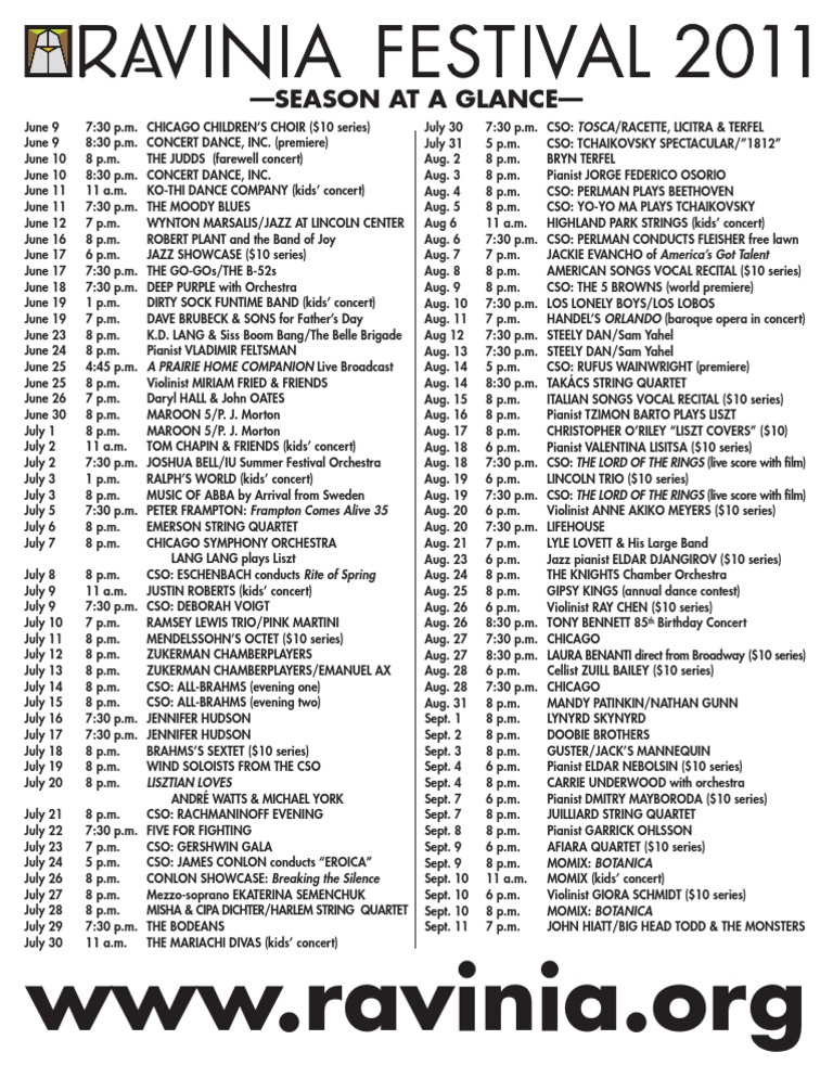 Ravinia Festival 2023 Concert Schedule | PDF | Performing Arts | Musicians