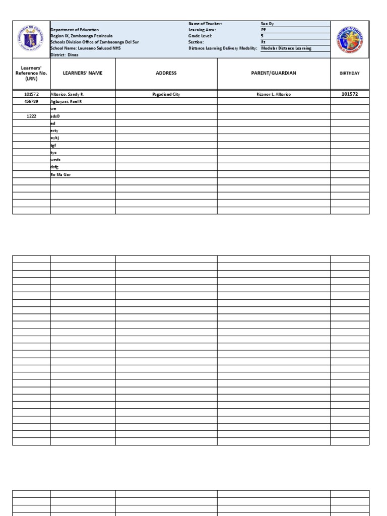 Senior High School Class Record PE | PDF | Reaction Rate | Chemical ...
