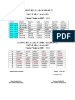 JADWAL PELAJARAN KELAS IXa