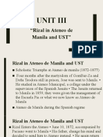 Unit Iii: "Rizal in Ateneo de Manila and UST"