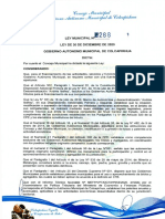 Ley Municipal 288 2020 Colqueaquira Modelo