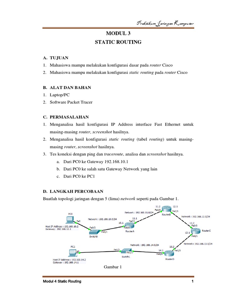 MODUL 3 (Static Routing) | PDF | Griya & Taman | Teknologi & Rekayasa