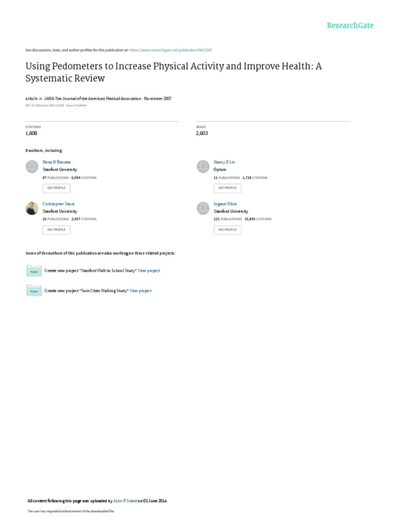 Using Pedometers To Increase Physical Activity and PDF Randomized
