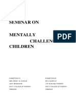 Mentally Challenged Children, Rehabilitation and Training