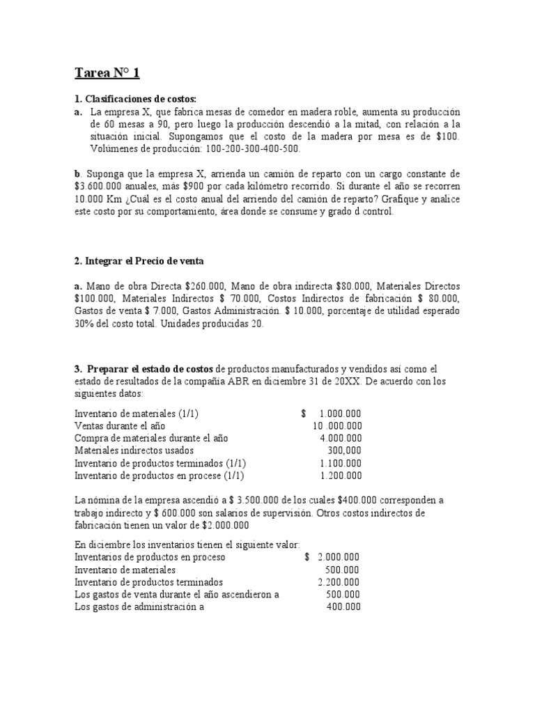 Análisis de Costos y Resultados Empresariales | PDF | Inventario ...