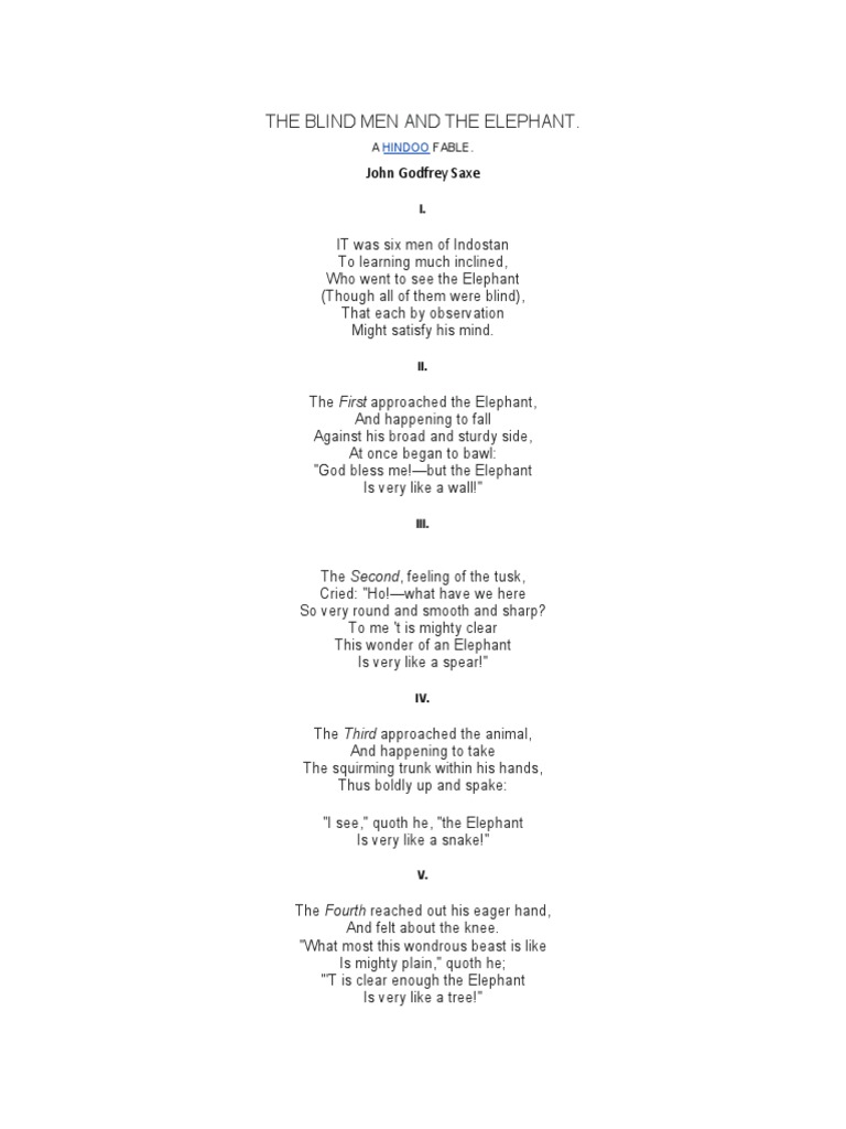 The Blind Men and The Elephant | PDF