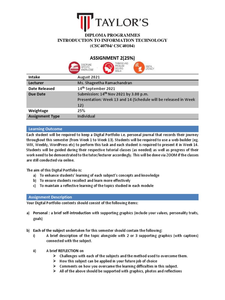 ASSIGNMENT 2 (25%) : Diploma Programmes Introduction To Information ...