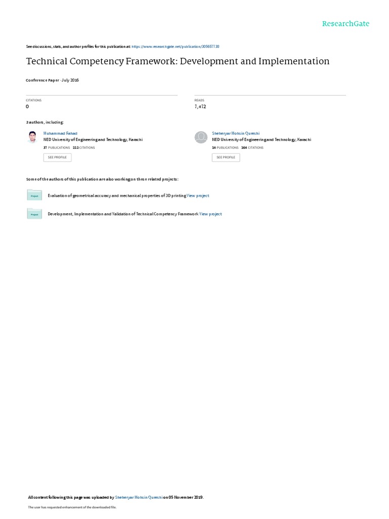 Technical Competency Framework: Development and Implementation | PDF ...