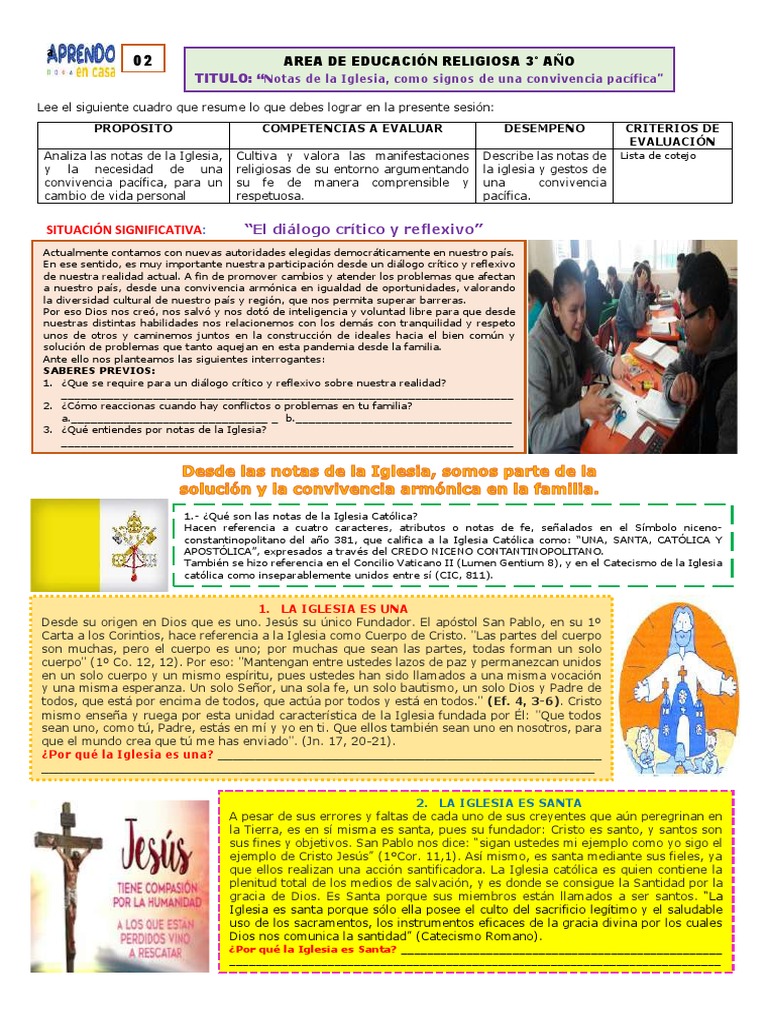 TERCERO Activ. 02 - Notas de La Iglesia. | PDF | Iglesia Católica | Santo