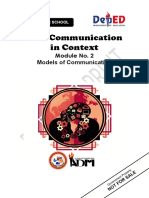 Oral Communication in Context: Module No. 2 Models of Communication