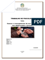 Trabalho de Psicologia: Causas e Consequências Do Uso de Droga Nos Adolescentes e Jovens