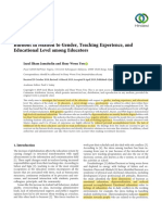 Burnout in Relation To Gender, Teaching Experience, and Educational Level Among Educators