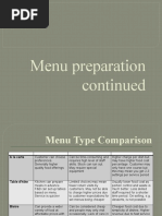 Menu Preparation