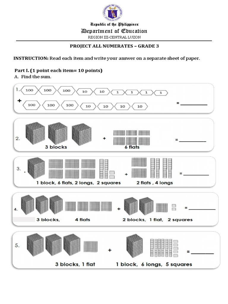 Grade 3 Numeracy Assessment Project | PDF