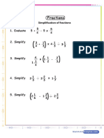 Fractions: 1. Evaluate 5 + - 5 X 5 4 4 5