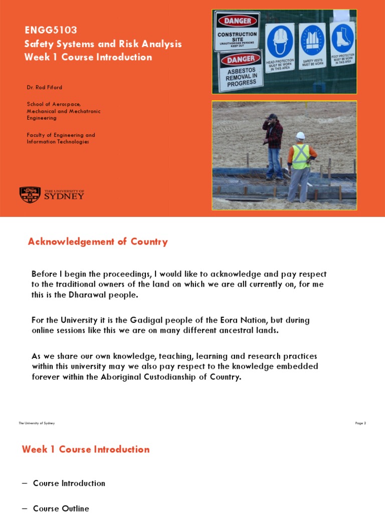 ENGG5103 Course Overview by Rod Fiford | PDF | Disability | Risk