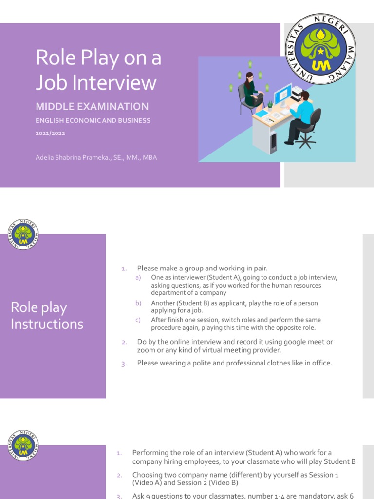 Job Interview Role Play Guidelines | PDF | Job Interview