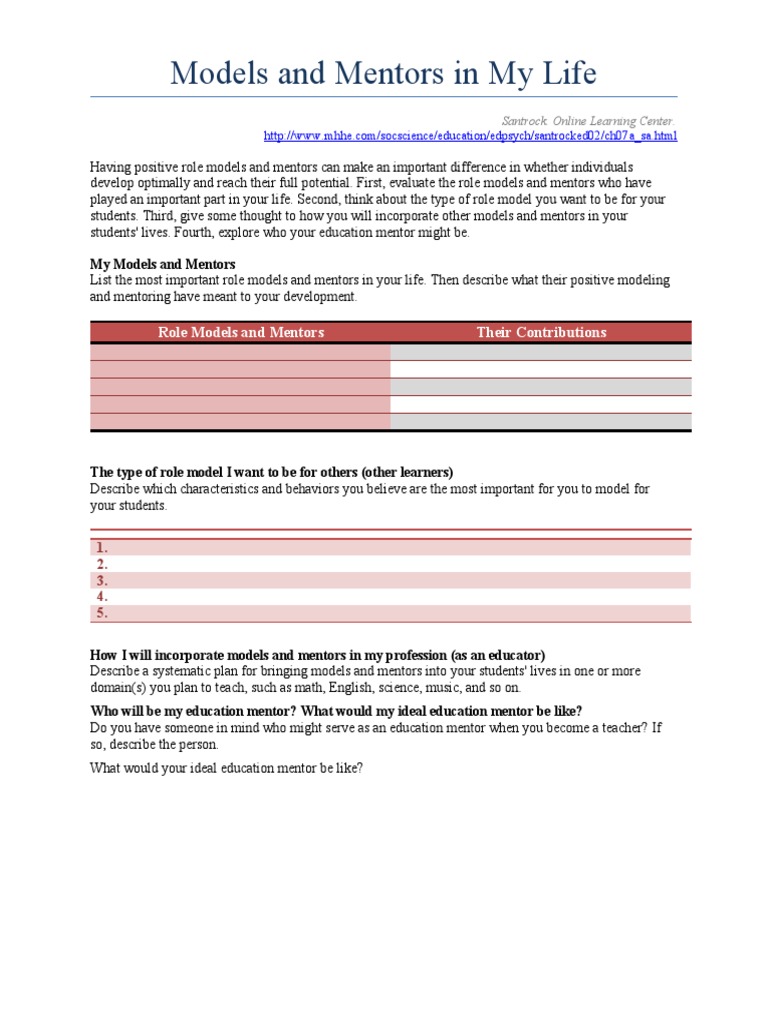 Role Models and Mentors in Education | PDF