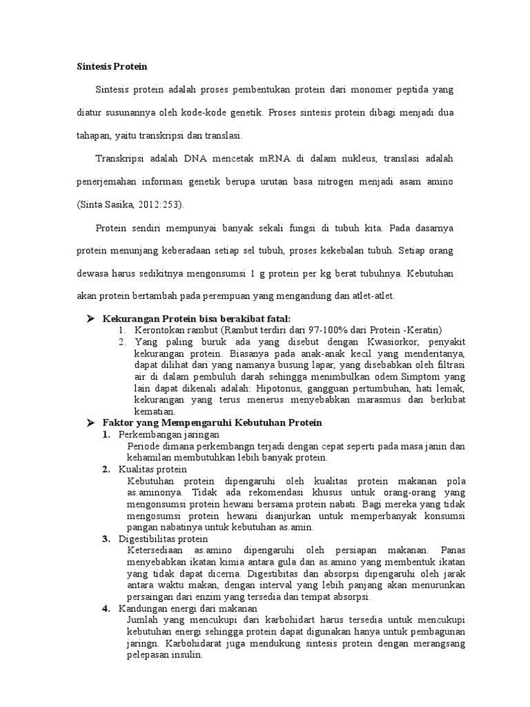 Sintesis Protein | PDF | Sains & Matematika