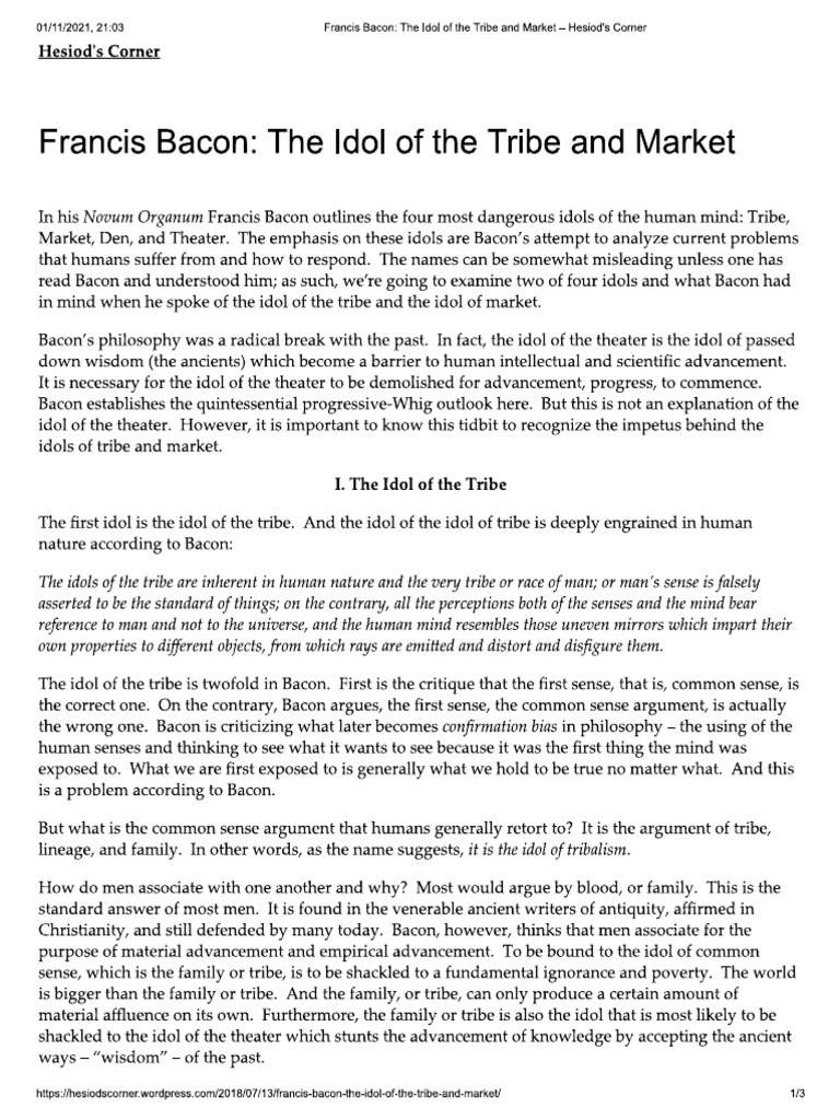 Francis Bacon Idols of The Mind PDF